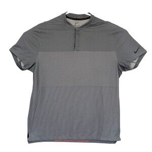 Nike Dri-Fit Tiger Woods Mens Large Gray Snap Button Blade Collar Golf Shirt
